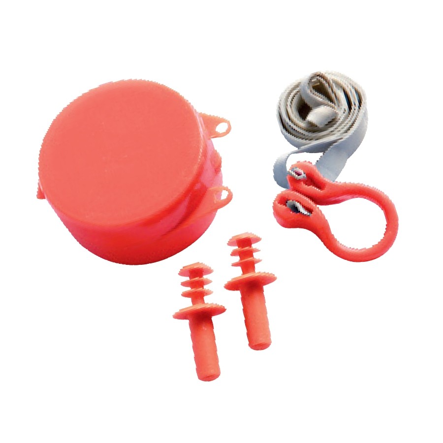 Set of ear plugs + nose clip for kids FLUYD, red